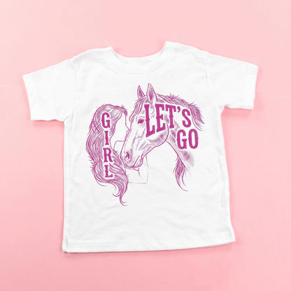Let's Go Girl Toddler Shirt, Pink Horse Cowgirl Tee, Boho Western Kids Top, Equestrian Girl Clothes, Rodeo Country Outfit