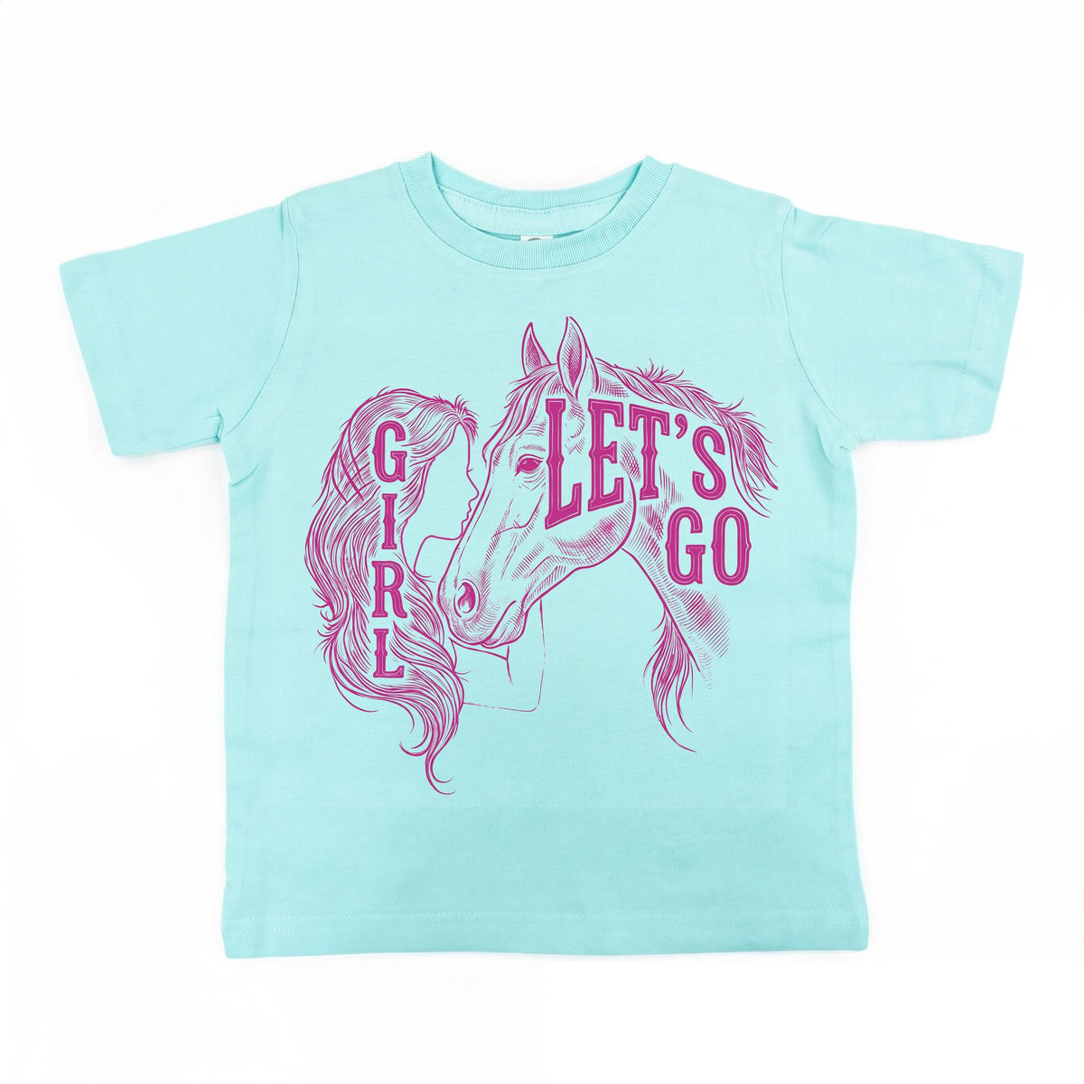 Let's Go Girl Toddler Shirt, Pink Horse Cowgirl Tee, Boho Western Kids Top, Equestrian Girl Clothes, Rodeo Country Outfit