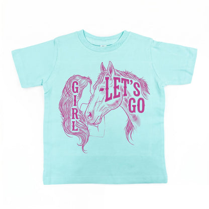 Let's Go Girl Toddler Shirt, Pink Horse Cowgirl Tee, Boho Western Kids Top, Equestrian Girl Clothes, Rodeo Country Outfit