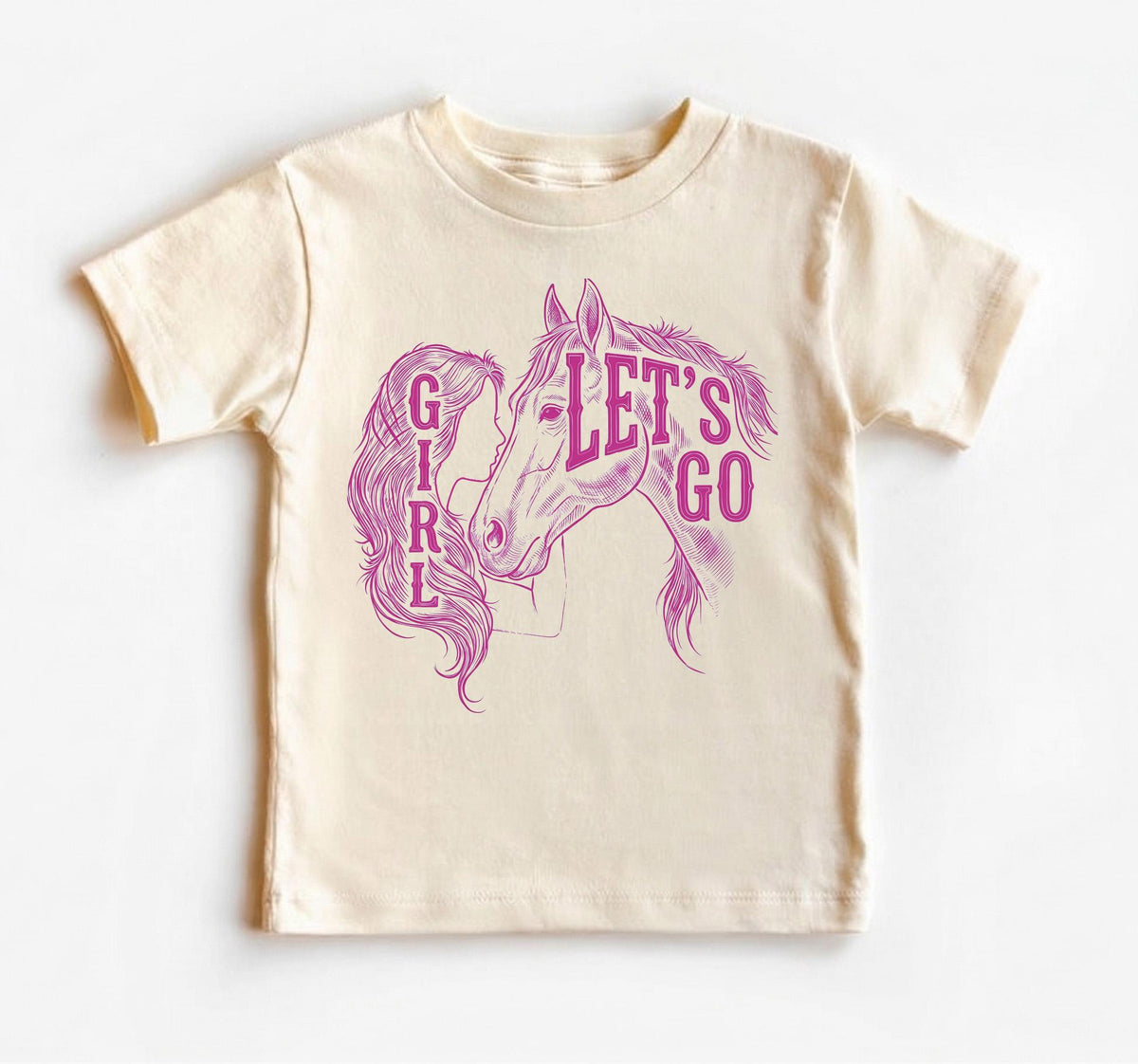 Let's Go Girl Toddler Shirt, Pink Horse Cowgirl Tee, Boho Western Kids Top, Equestrian Girl Clothes, Rodeo Country Outfit