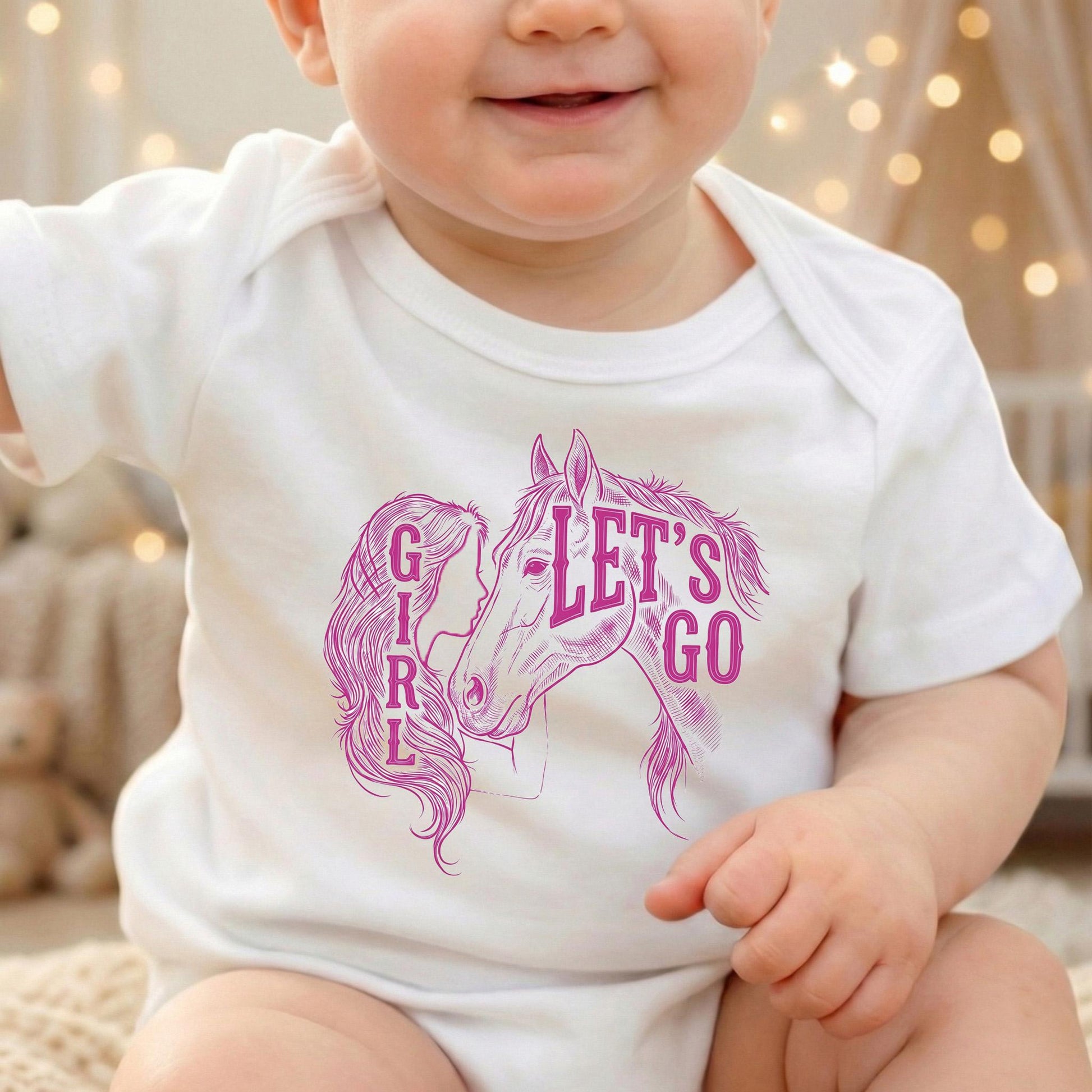 Let's Go Girl Toddler Shirt, Pink Horse Cowgirl Tee, Boho Western Kids Top, Equestrian Girl Clothes, Rodeo Country Outfit