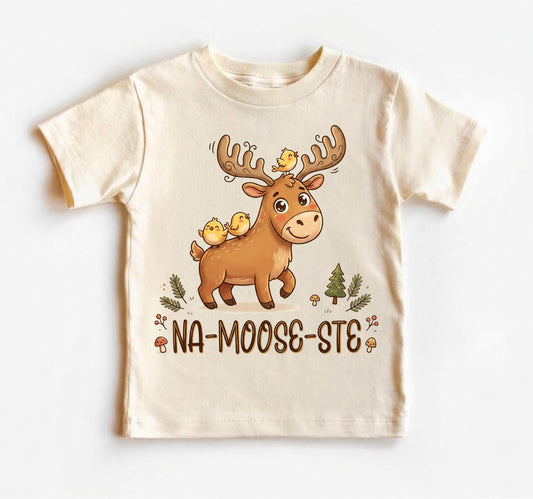 Funny Yoga Toddler Shirt Na-moose-ste Moose Baby Clothes Woodland Animal Tee Namaste Baby Shower Gift Cute Forest Creature Yogi Outfit