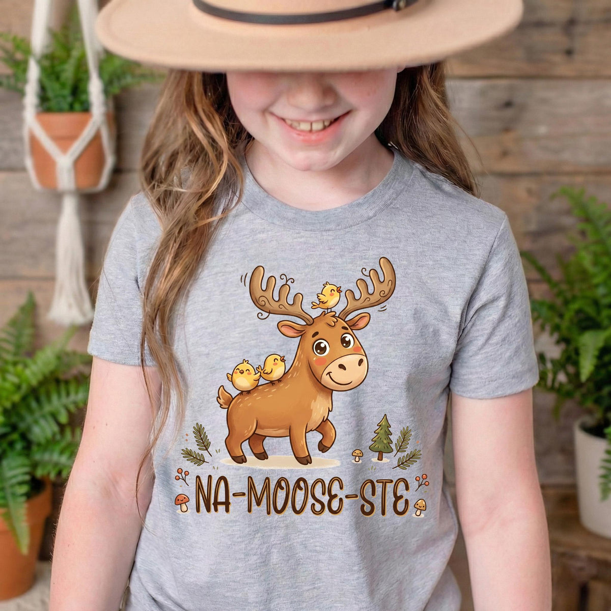 Funny Yoga Toddler Shirt Na-moose-ste Moose Baby Clothes Woodland Animal Tee Namaste Baby Shower Gift Cute Forest Creature Yogi Outfit