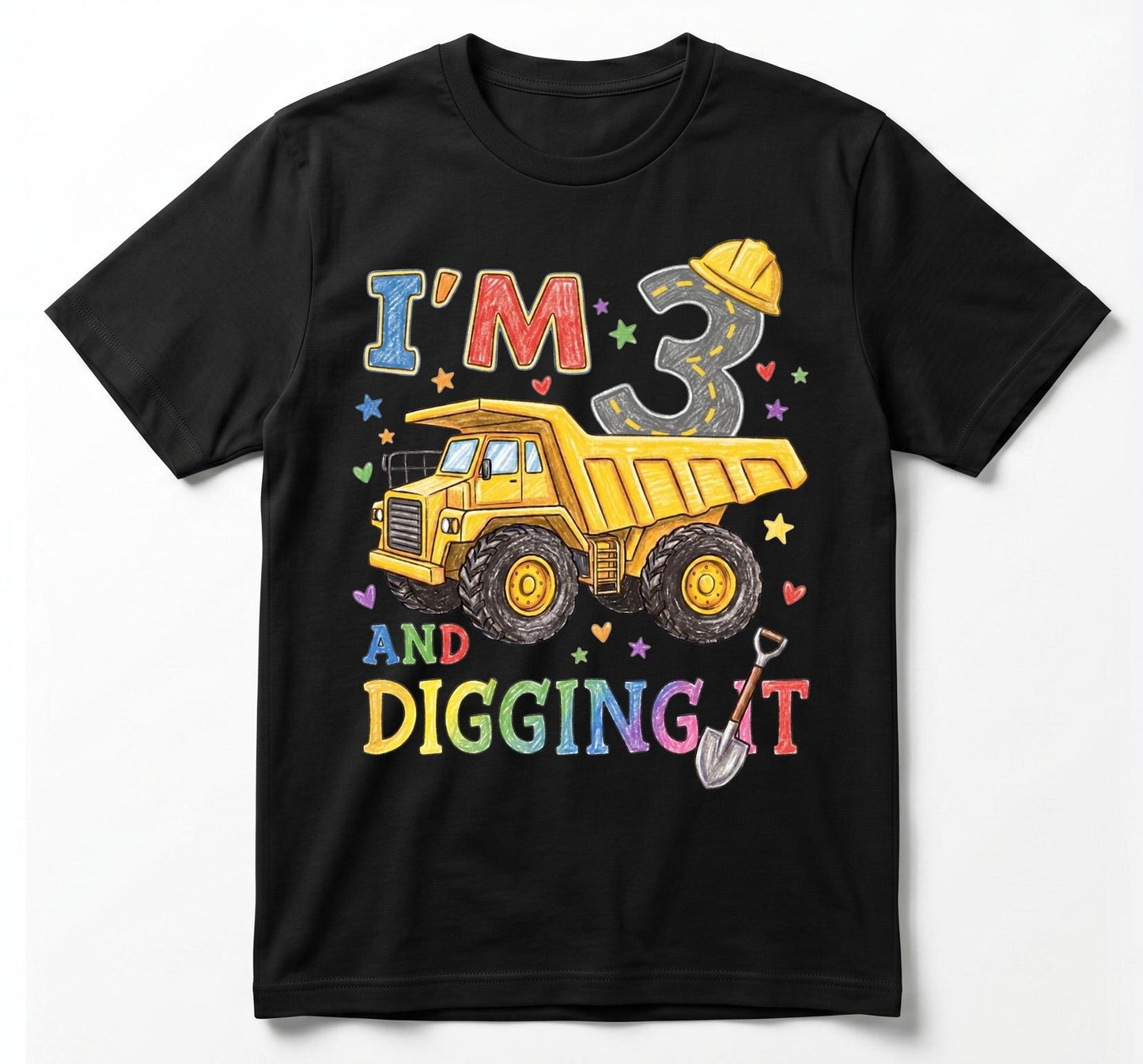I'm 3 And Digging It Shirt, Construction 3rd Birthday Boy Outfit, Excavator Third Birthday Tee, Digger Dump Truck Toddler Party Clothes