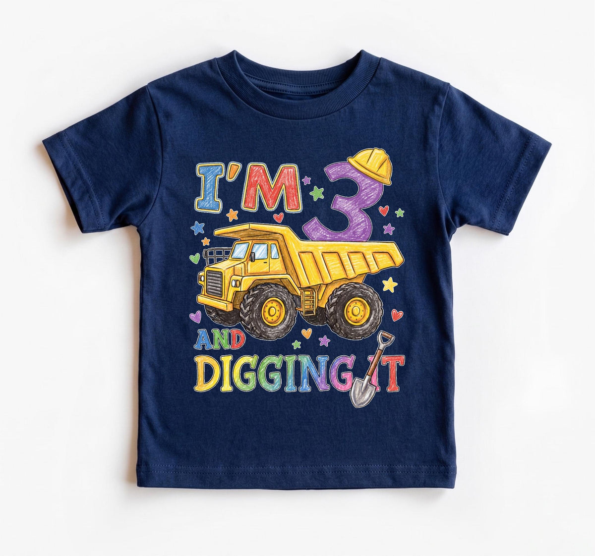 I'm 3 And Digging It Shirt, Construction 3rd Birthday Boy Outfit, Excavator Third Birthday Tee, Digger Dump Truck Toddler Party Clothes