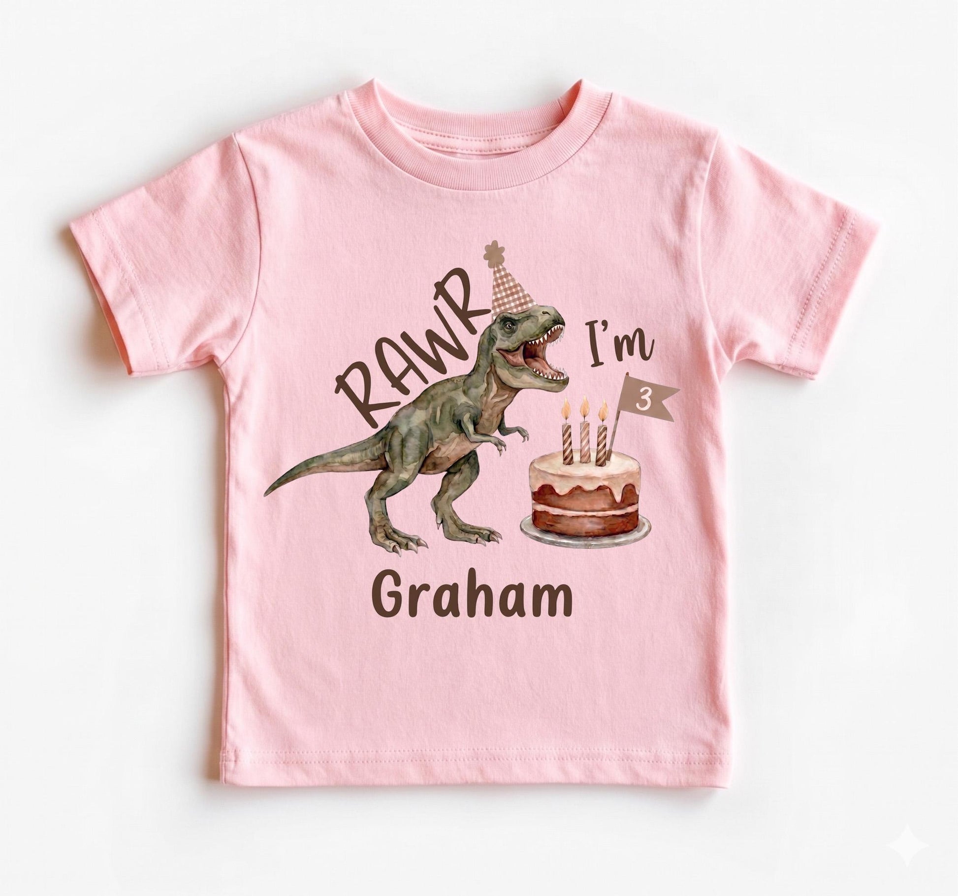 Personalized 3rd Birthday Dinosaur Shirt, Custom Boho Three Rex Boy Outfit, Rawr I'm 3 Watercolor Dino Tee, Toddler Birthday Party Top