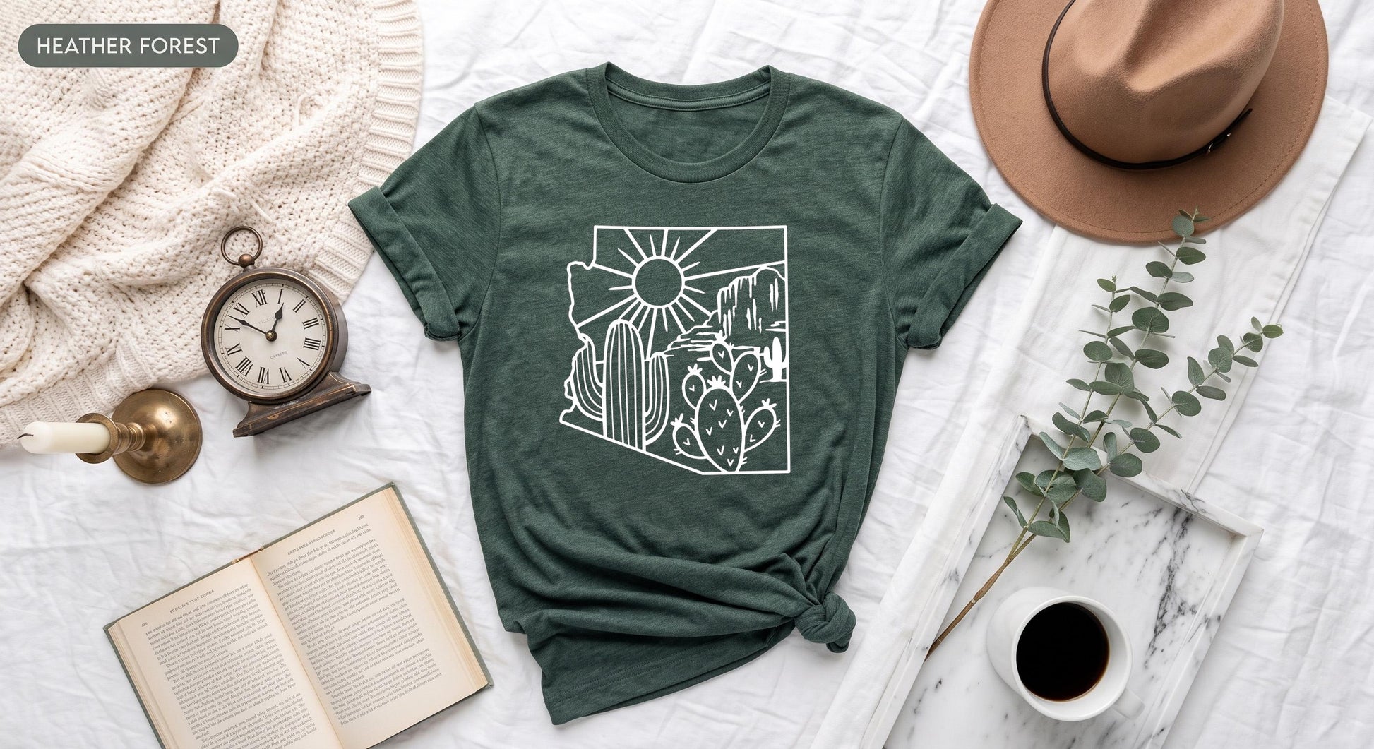 Arizona Desert Shirt Boho Cactus Graphic Tee, Retro Western Top, Vintage Nature Lover Gift, Minimalist Saguaro Apparel, Cowgirl Outfit