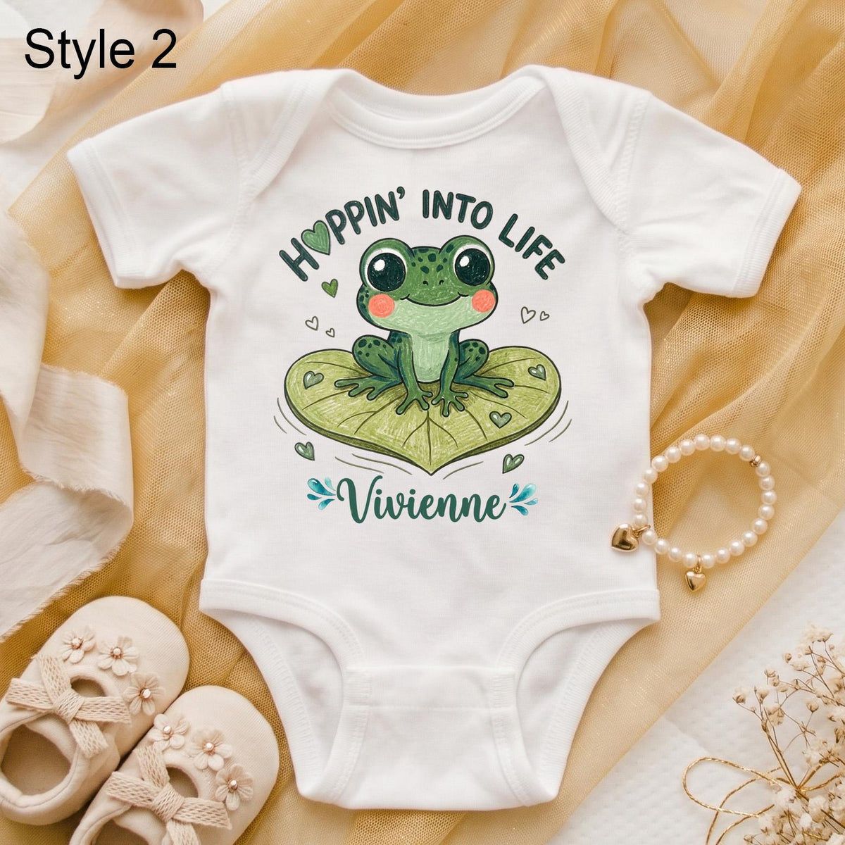 Cute Frog Baby Onesie, Hoppin Into Life Bodysuit, Gender Neutral Newborn Clothes, Nature Lover Baby Shower Gift, Kawaii Lily Pad Outfit