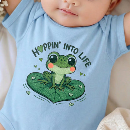 Cute Frog Baby Onesie, Hoppin Into Life Bodysuit, Gender Neutral Newborn Clothes, Nature Lover Baby Shower Gift, Kawaii Lily Pad Outfit