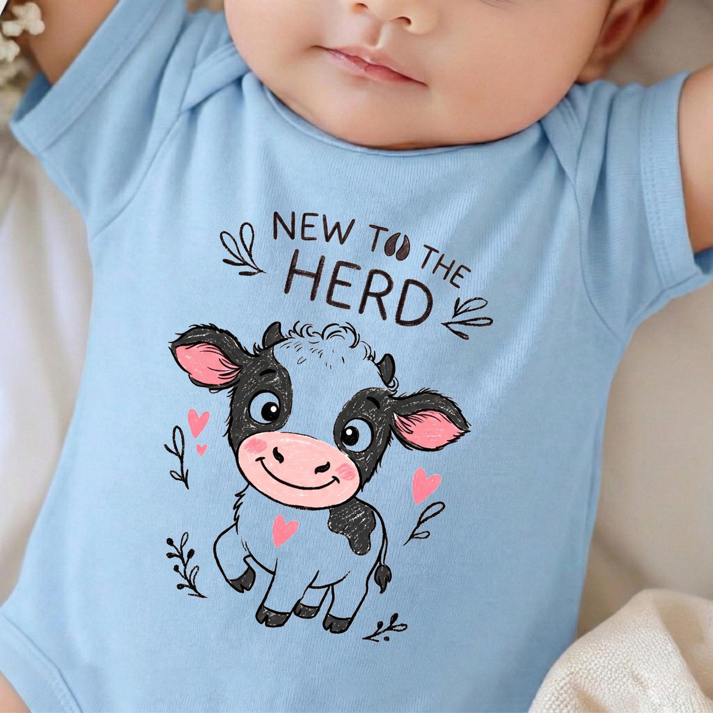 New to the Herd Baby Onesie, Cute Cow Bodysuit, Farm Animal Newborn Clothes, Baby Shower Gift, Country Baby Outfit, Baby Girl Cow Shirt