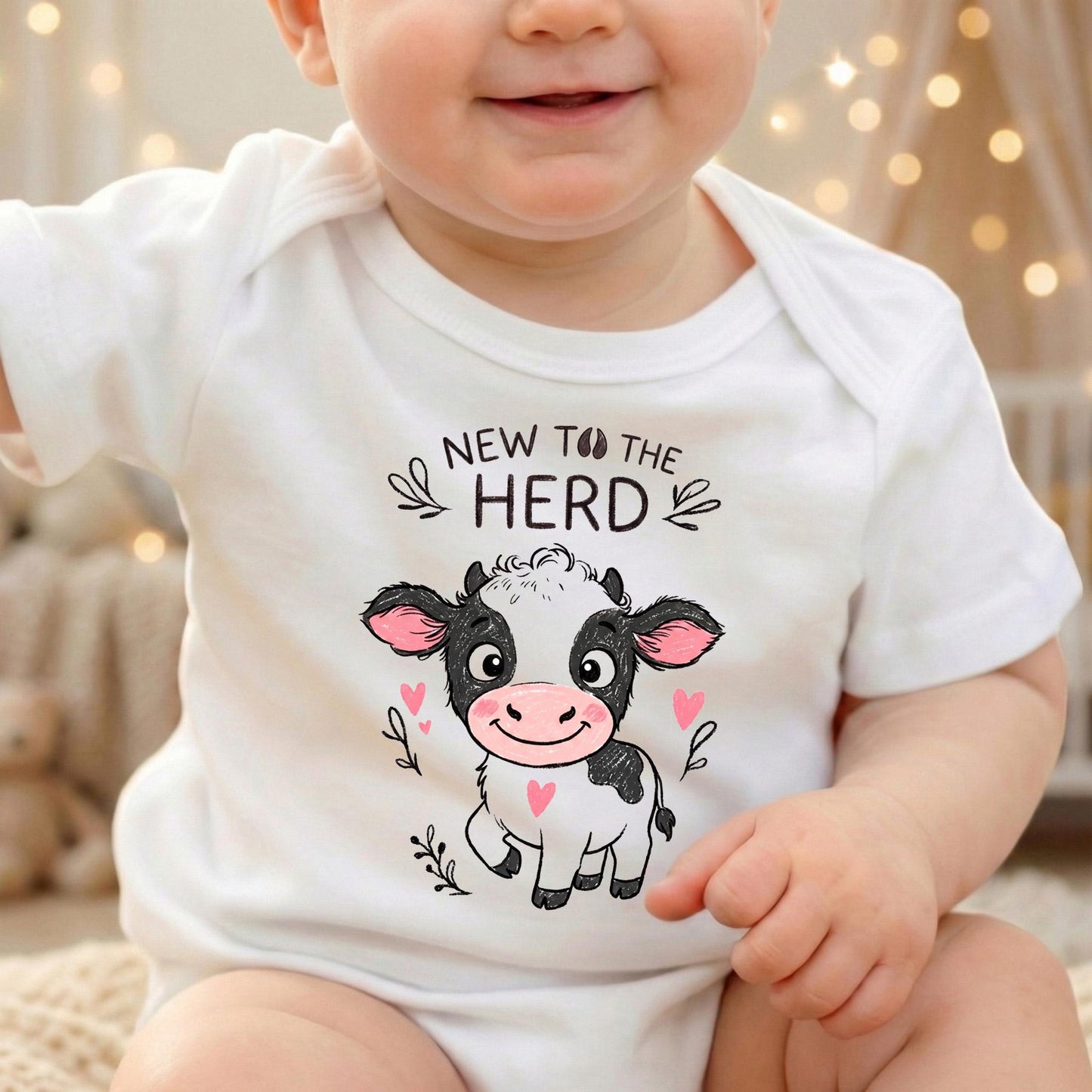 New to the Herd Baby Onesie, Cute Cow Bodysuit, Farm Animal Newborn Clothes, Baby Shower Gift, Country Baby Outfit, Baby Girl Cow Shirt