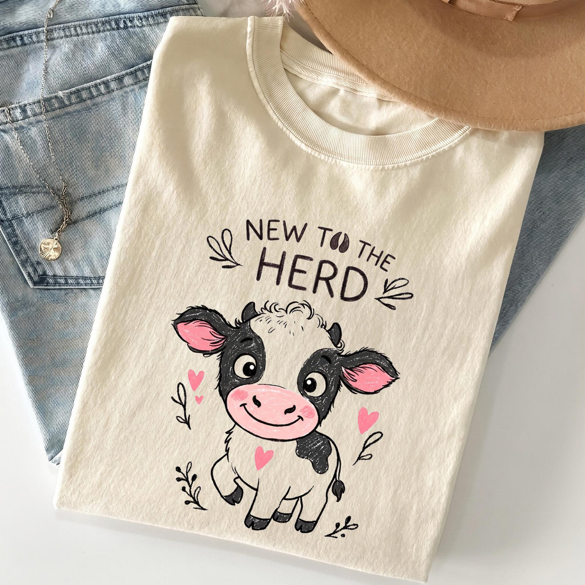 New to the Herd Baby Onesie, Cute Cow Bodysuit, Farm Animal Newborn Clothes, Baby Shower Gift, Country Baby Outfit, Baby Girl Cow Shirt
