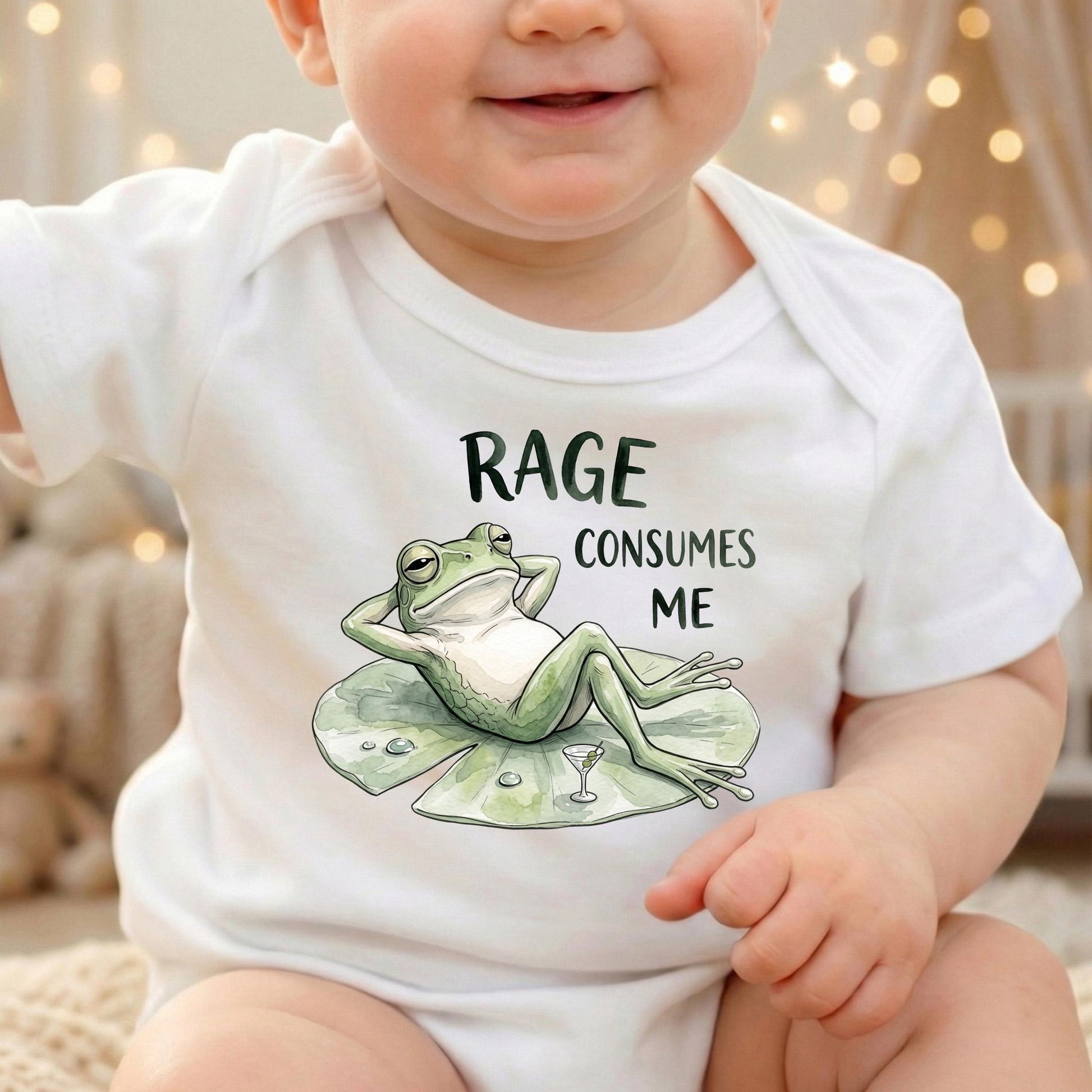 Funny Frog Baby Bodysuit, Rage Consumes Me Infant Shirt, Sarcastic Meme Baby Clothes, Relaxed Frog Newborn Outfit, Humor Baby Shower Gift