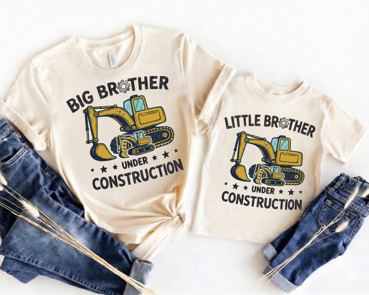 Big Brother Under Construction Shirt, Excavator Pregnancy Announcement, Promoted To Big Bro Toddler Digger Tee, 2026 Sibling Reveal Gift