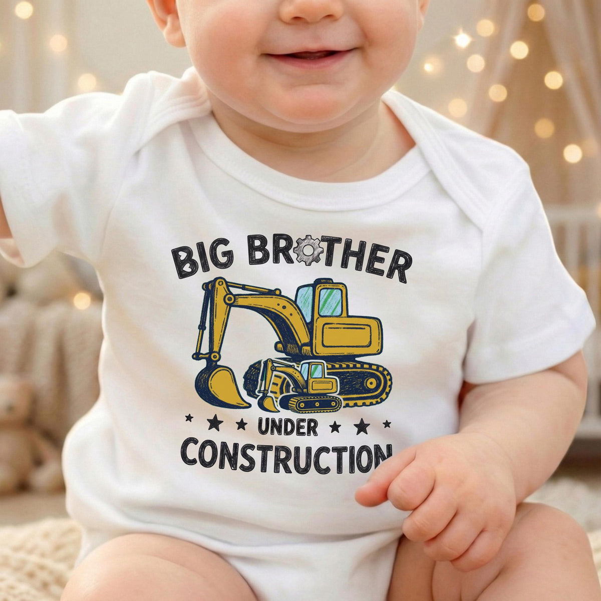 Big Brother Under Construction Shirt, Excavator Pregnancy Announcement, Promoted To Big Bro Toddler Digger Tee, 2026 Sibling Reveal Gift