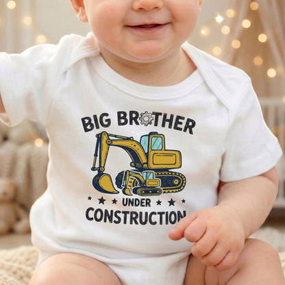 Big Brother Under Construction Shirt, Excavator Pregnancy Announcement, Promoted To Big Bro Toddler Digger Tee, 2026 Sibling Reveal Gift