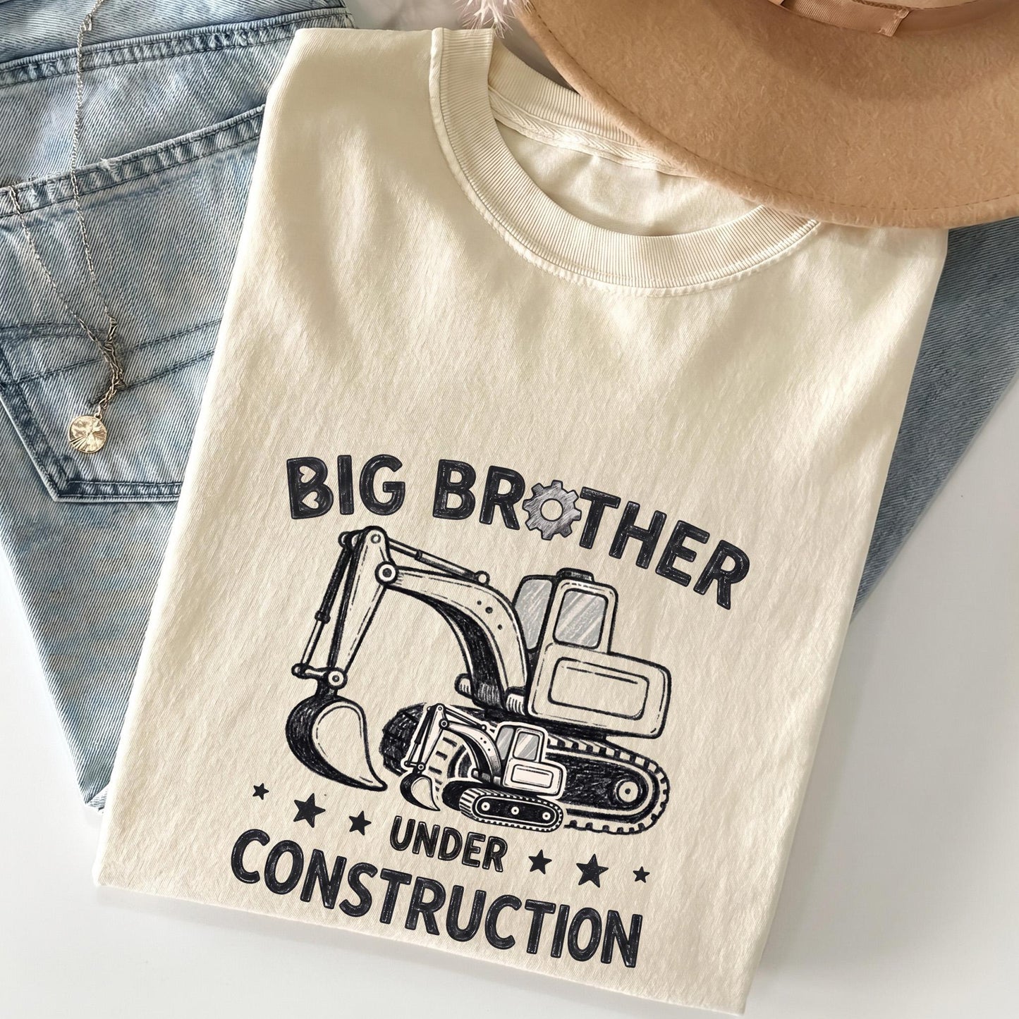 Big Brother Under Construction Shirt, Excavator Pregnancy Announcement, Promoted To Big Bro Toddler Digger Tee, 2026 Sibling Reveal Gift
