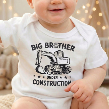 Big Brother Under Construction Shirt, Excavator Pregnancy Announcement, Promoted To Big Bro Toddler Digger Tee, 2026 Sibling Reveal Gift
