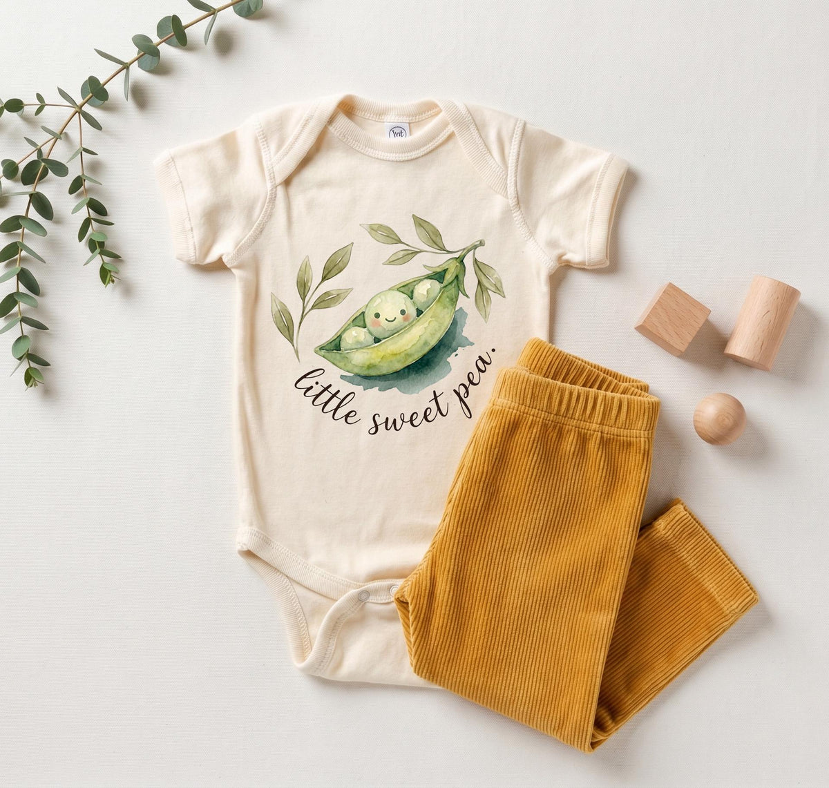 Little Sweet Pea Baby Bodysuit, Watercolor Pea Pod Onesie, Gender Neutral Baby Shower Gift, Botanical Newborn Clothes, Cute Plant Outfit