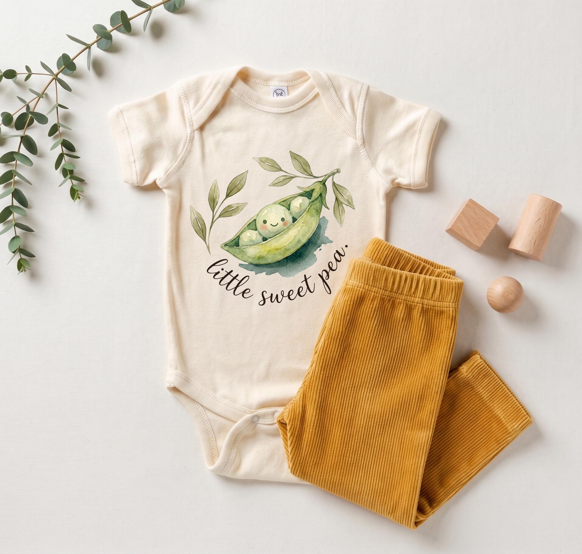 Little Sweet Pea Baby Bodysuit, Watercolor Pea Pod Onesie, Gender Neutral Baby Shower Gift, Botanical Newborn Clothes, Cute Plant Outfit