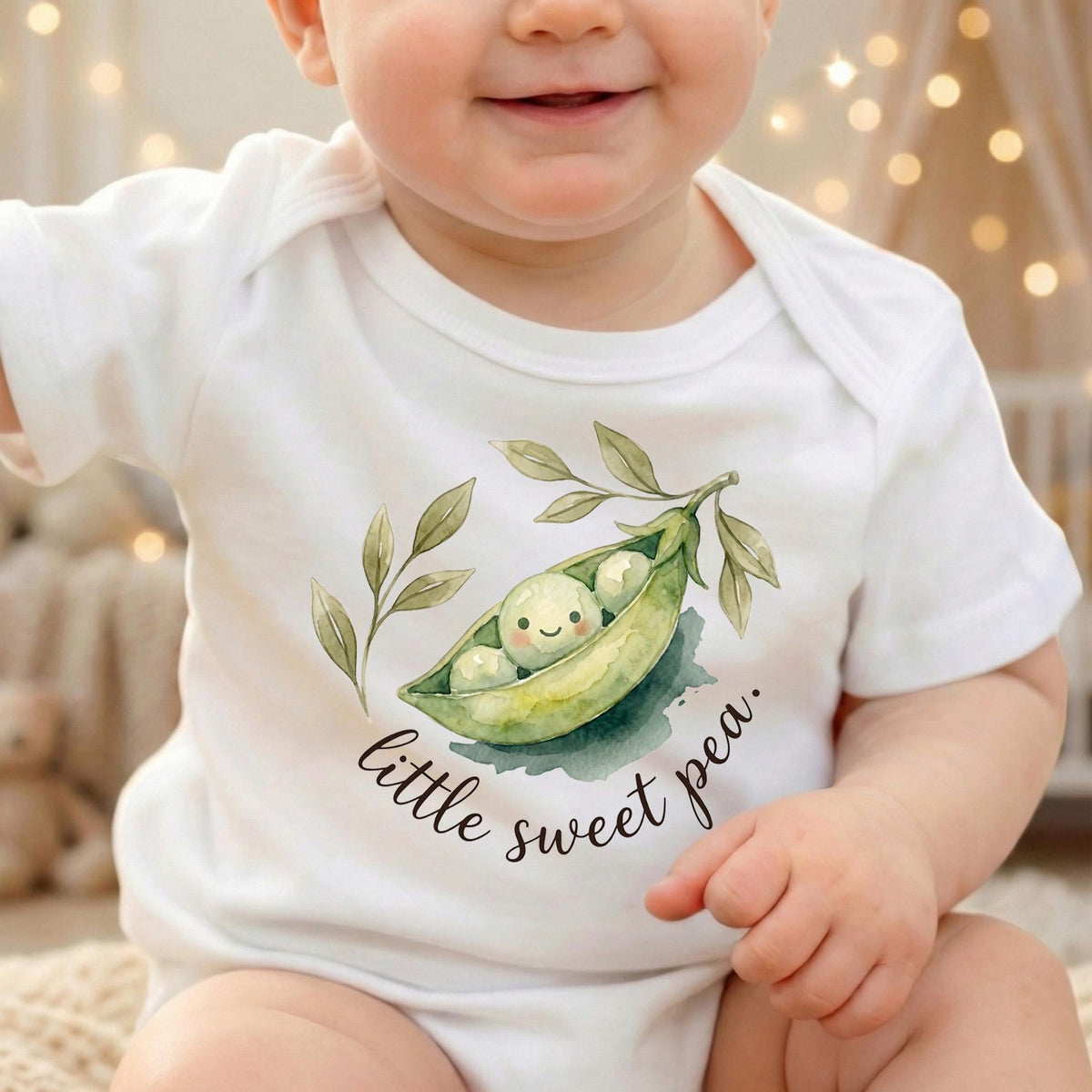 Little Sweet Pea Baby Bodysuit, Watercolor Pea Pod Onesie, Gender Neutral Baby Shower Gift, Botanical Newborn Clothes, Cute Plant Outfit