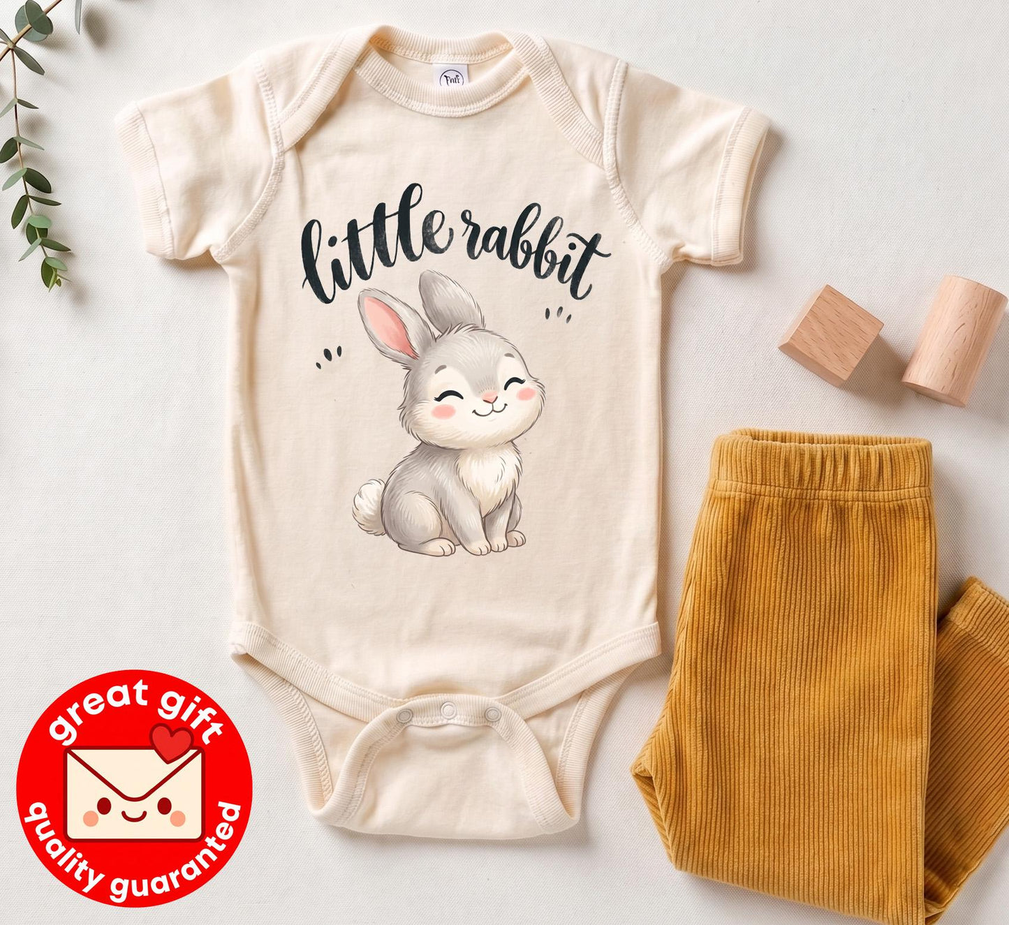 Little Rabbit Baby Onesie, Cute Woodland Bunny Bodysuit Newborn Gift, Coming Home Outfit, Easter Baby Clothes, Gender Neutral Organic Shirt