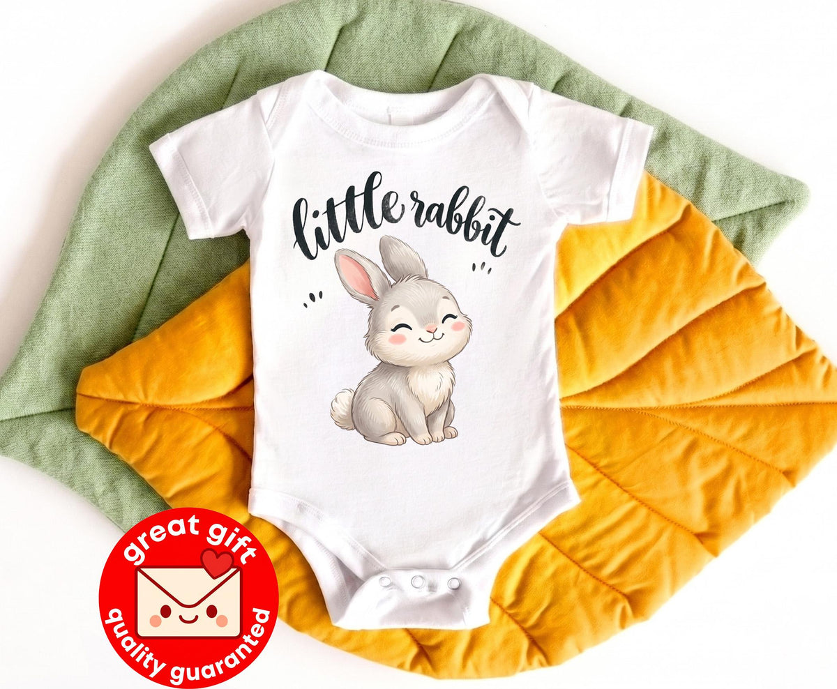 Little Rabbit Baby Onesie, Cute Woodland Bunny Bodysuit Newborn Gift, Coming Home Outfit, Easter Baby Clothes, Gender Neutral Organic Shirt