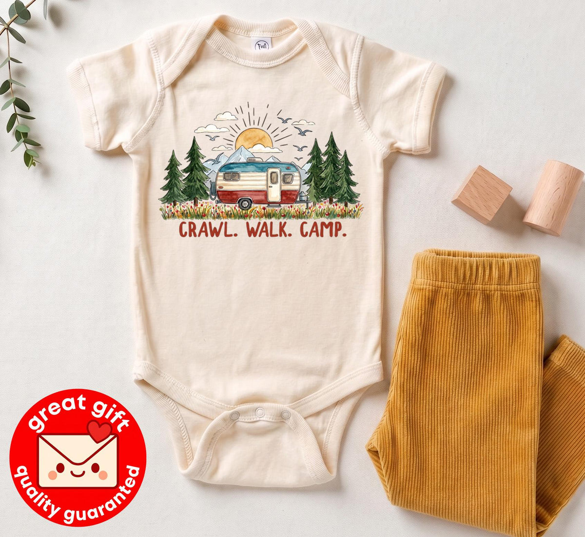 Crawl Walk Camp Baby Bodysuit, Vintage Camper Baby Clothes, Outdoorsy Baby Shower Gift, Nature Newborn Outfit, Hiking Toddler Shirt