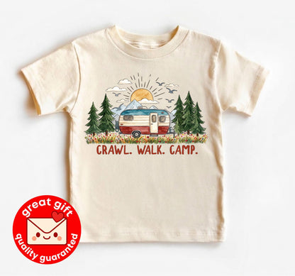 Crawl Walk Camp Baby Bodysuit, Vintage Camper Baby Clothes, Outdoorsy Baby Shower Gift, Nature Newborn Outfit, Hiking Toddler Shirt