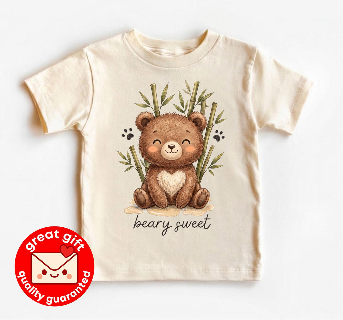 Beary Sweet Woodland Bear Baby Bodysuit Cute Bamboo Toddler Shirt Gender Neutral Youth Tee Hand Drawn Animal Kids Clothes Gift