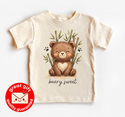 Beary Sweet Woodland Bear Baby Bodysuit Cute Bamboo Toddler Shirt Gender Neutral Youth Tee Hand Drawn Animal Kids Clothes Gift