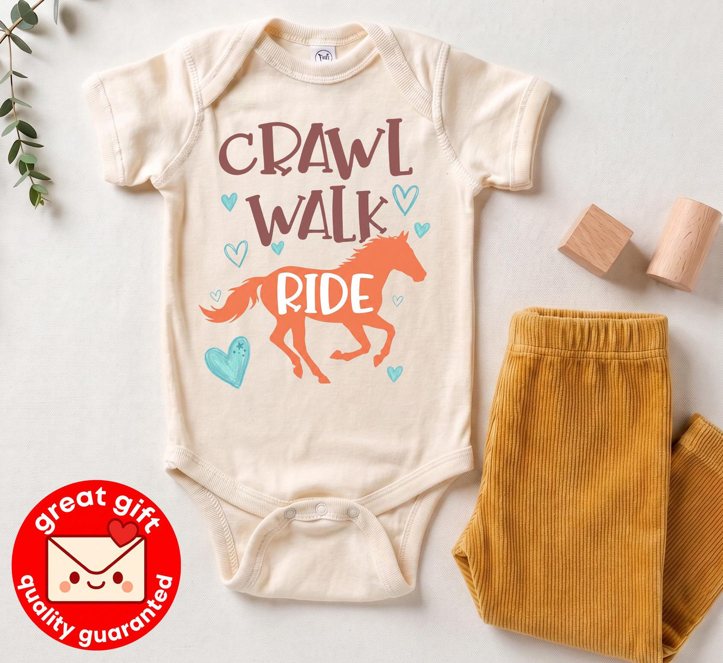 Crawl Walk Ride Horse Baby Bodysuit, Future Equestrian Infant Outfit, Country Western Baby Clothes, Farm Animal Baby Shower Gift