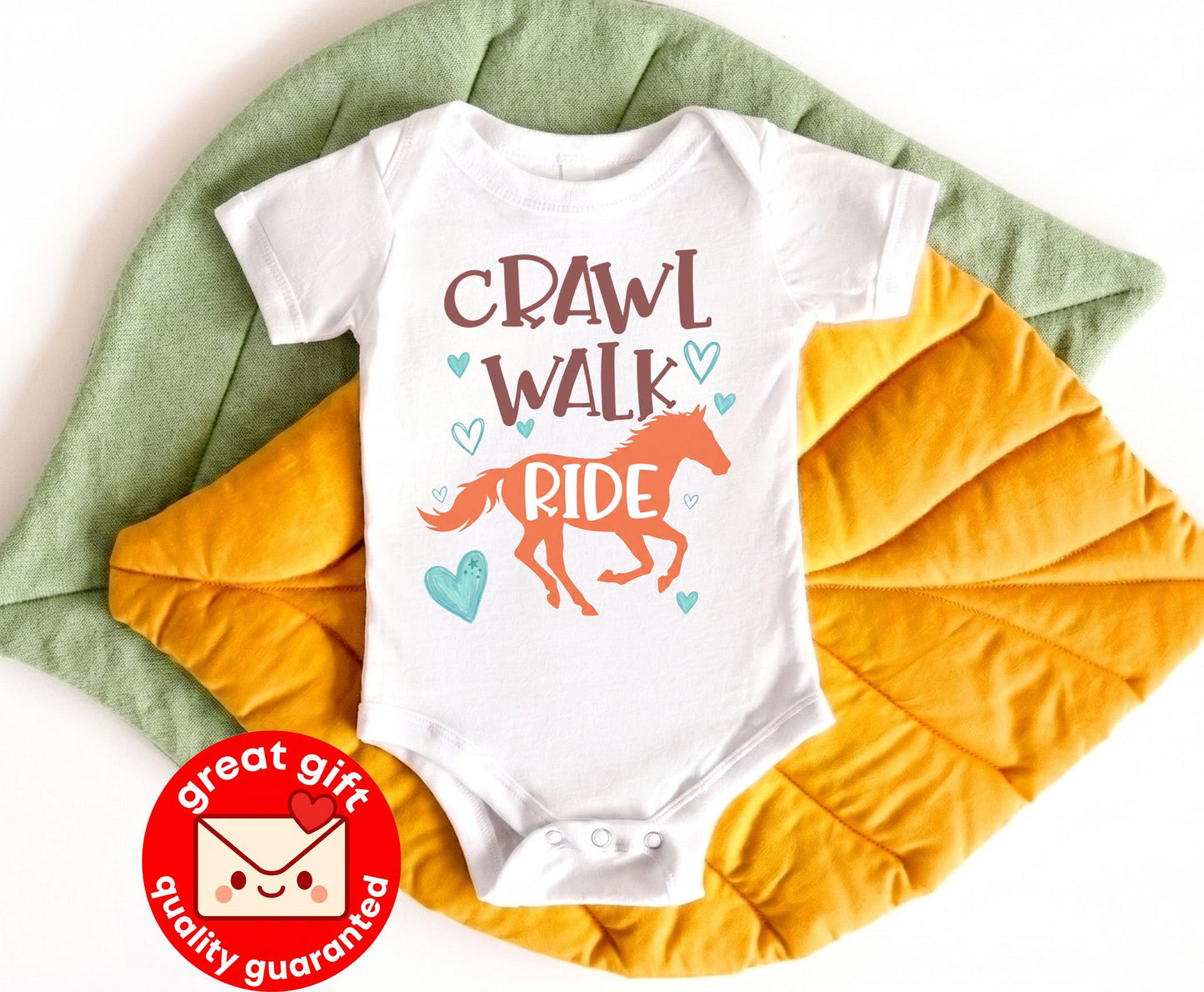 Crawl Walk Ride Horse Baby Bodysuit, Future Equestrian Infant Outfit, Country Western Baby Clothes, Farm Animal Baby Shower Gift