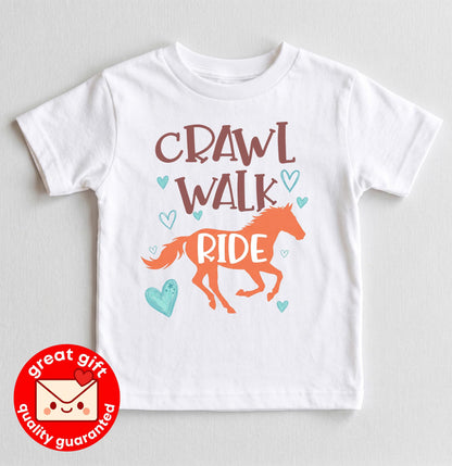 Crawl Walk Ride Horse Baby Bodysuit, Future Equestrian Infant Outfit, Country Western Baby Clothes, Farm Animal Baby Shower Gift