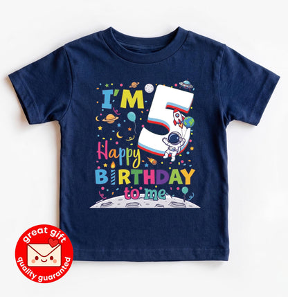 Space 5th Birthday Boy Shirt, Astronaut 5 Year Old Outfit, Outer Space Theme Party Tee, I'm 5 Happy Birthday To Me, 5 Year Old Boy Girl Gift