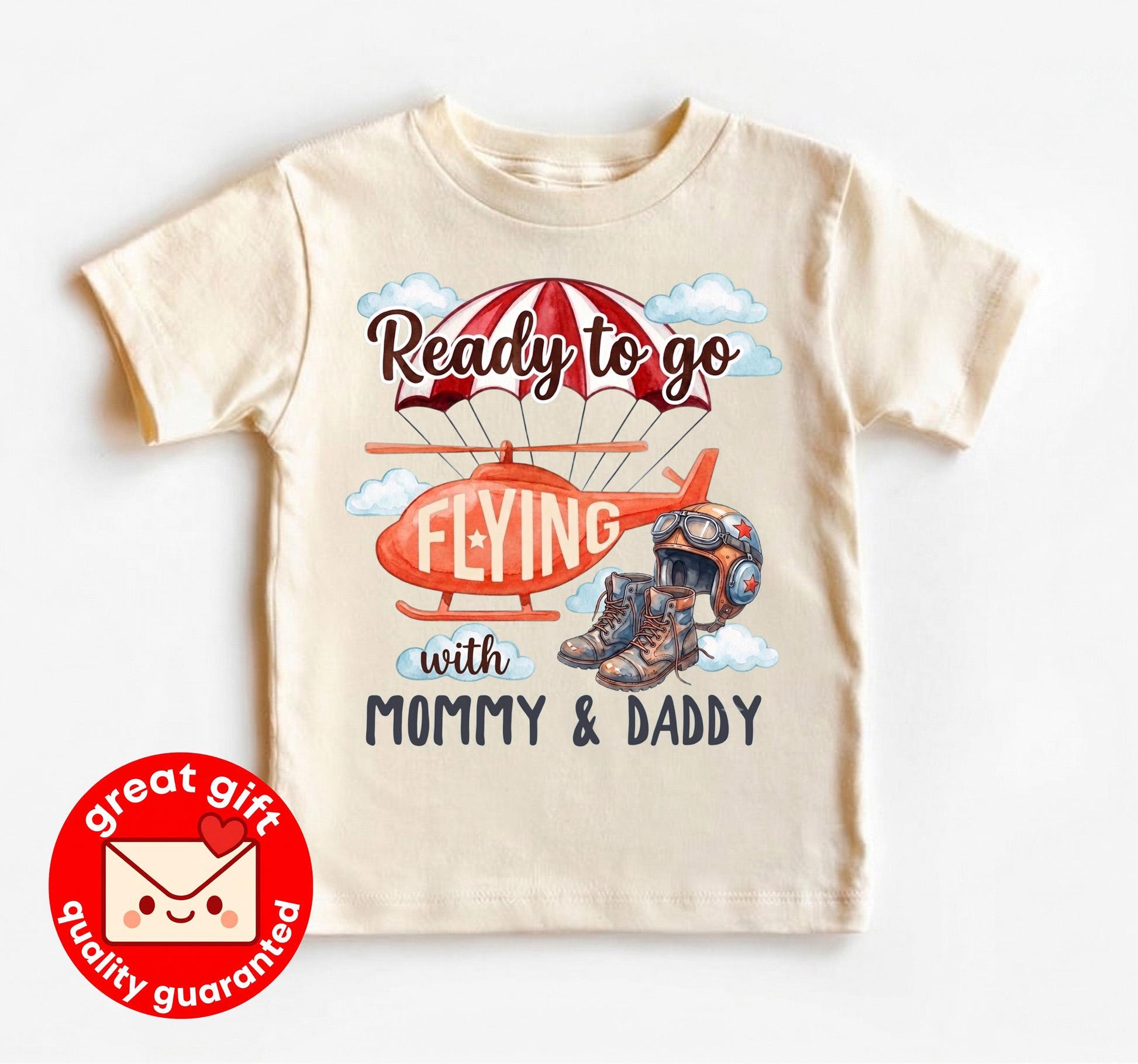 First Airplane Ride Baby Outfit, Ready to go Flying with Mommy and Daddy Bodysuit, Pilot Helicopter Shirt, Family Vacation Gift
