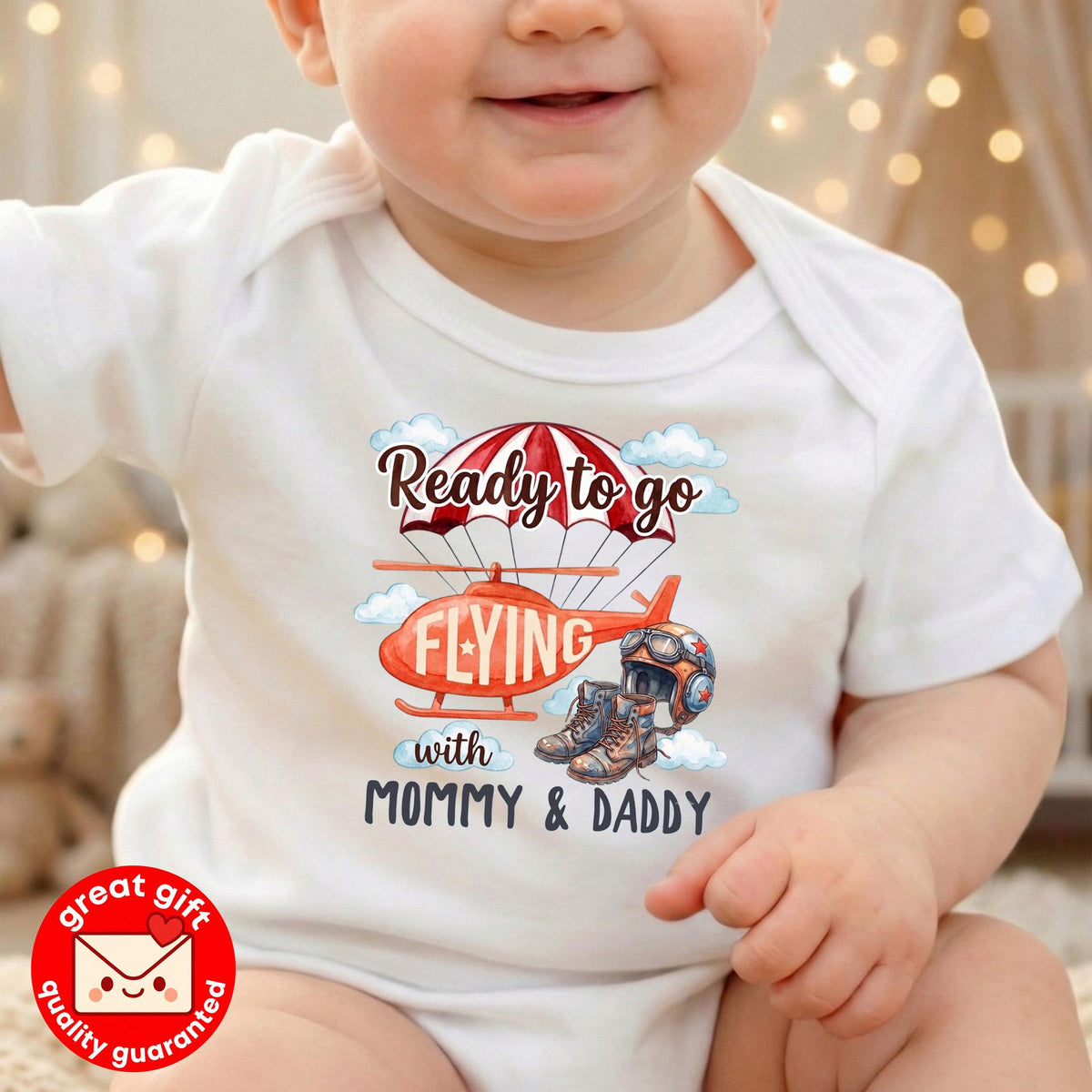 First Airplane Ride Baby Outfit, Ready to go Flying with Mommy and Daddy Bodysuit, Pilot Helicopter Shirt, Family Vacation Gift