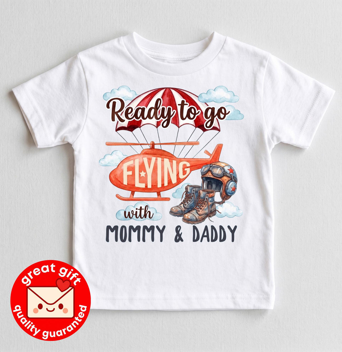 First Airplane Ride Baby Outfit, Ready to go Flying with Mommy and Daddy Bodysuit, Pilot Helicopter Shirt, Family Vacation Gift