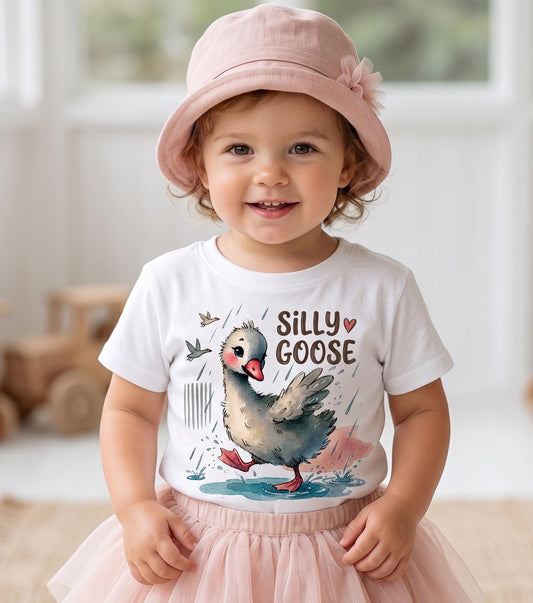 Silly Goose Toddler Shirt, Watercolor Farm Animal Baby Clothes, Funny Baby Girl Bodysuit, Cute Cottagecore Kids Tee, Boho Baby Shower Gift
