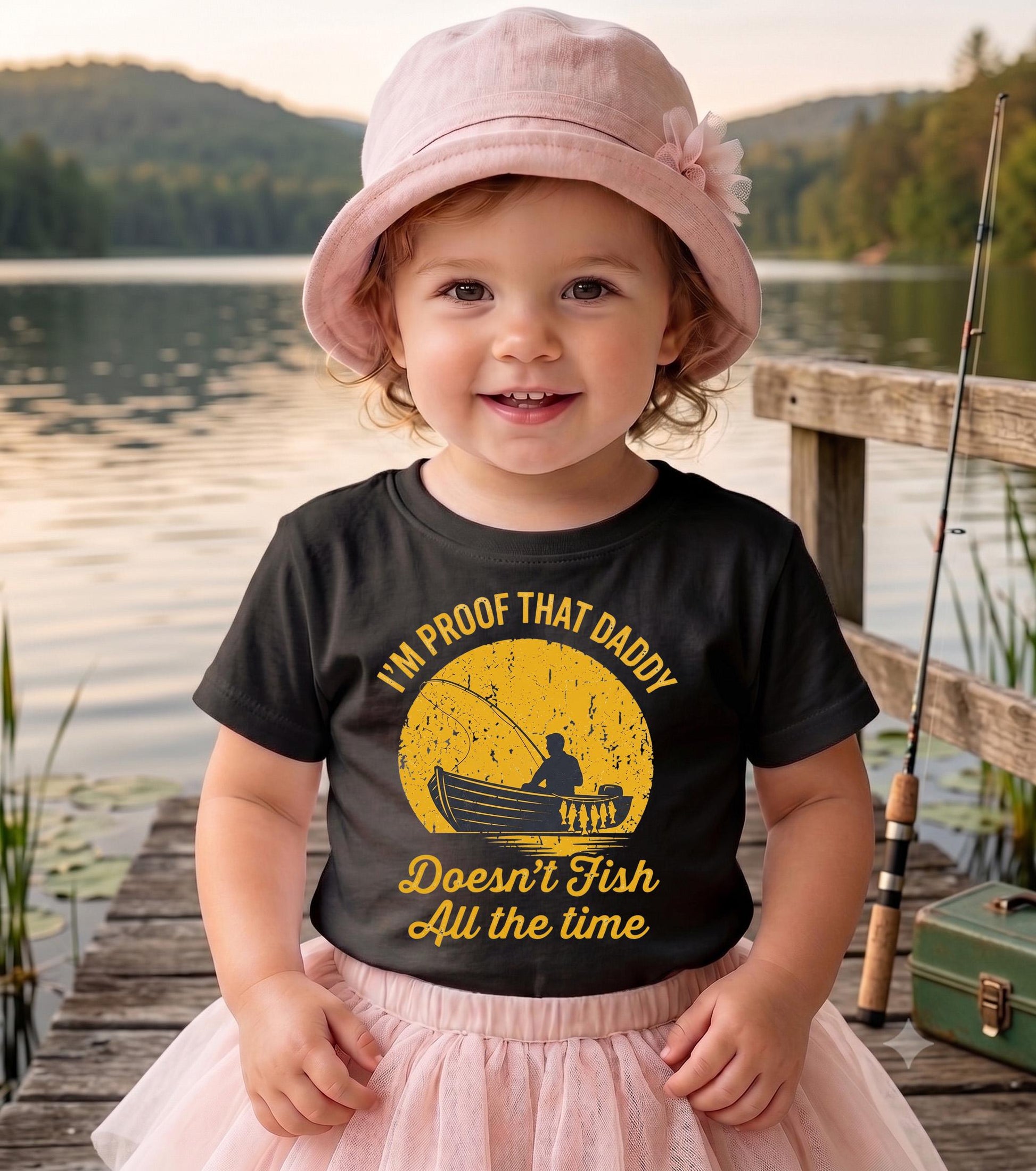 Funny Fishing Dad Baby Shirt, I'm Proof Daddy Doesn't Fish All The Time Toddler Tee, Fisherman Fathers Day Gift, Kids Fishing Outfit