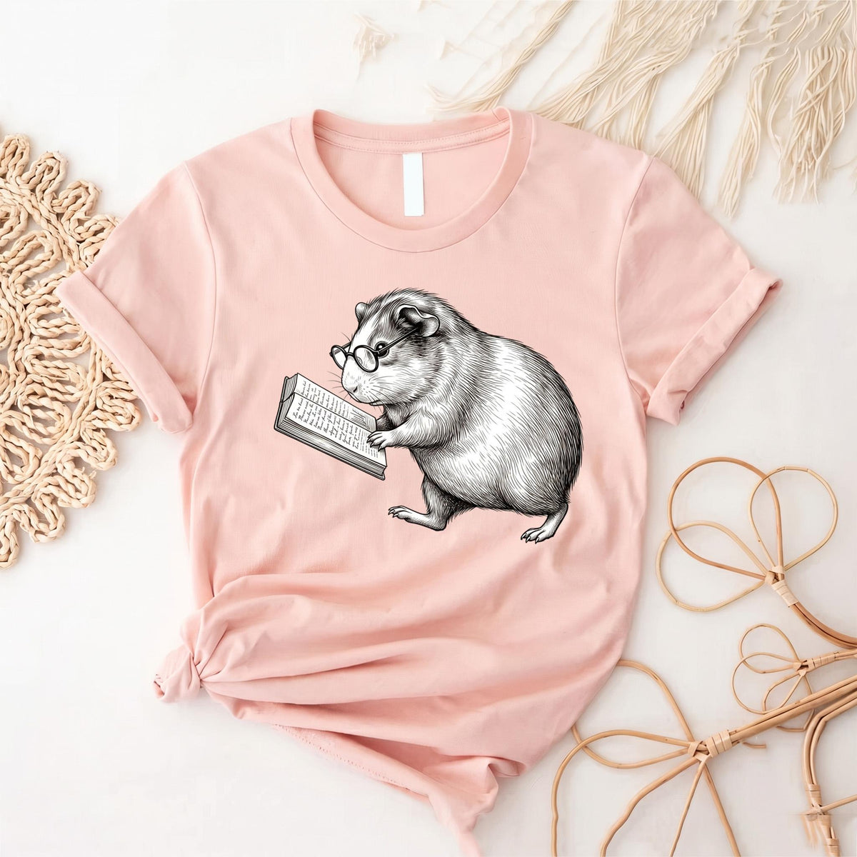Reading Guinea Pig Shirt, Bookworm Cavy Tee, Nerd Animal with Glasses, Cute Pet Lover Gift, Book Lover Apparel, Kids Graphic Tee