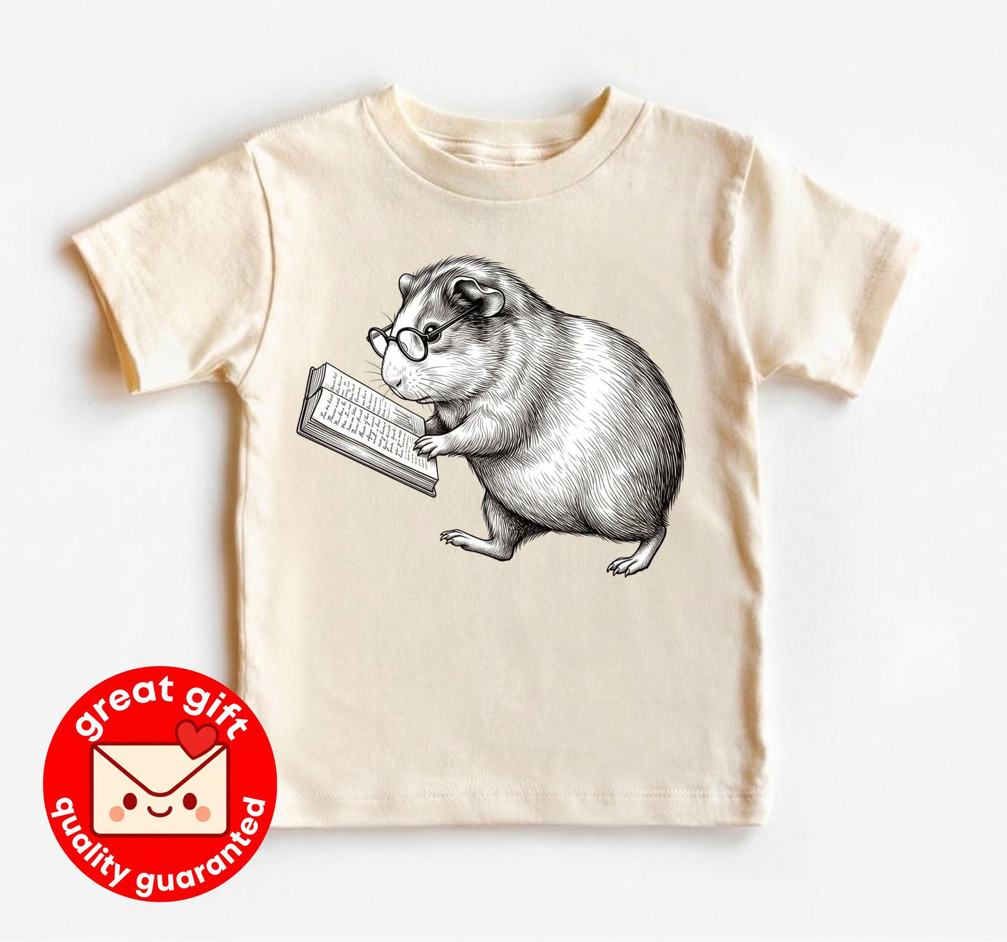 Reading Guinea Pig Shirt, Bookworm Cavy Tee, Nerd Animal with Glasses, Cute Pet Lover Gift, Book Lover Apparel, Kids Graphic Tee