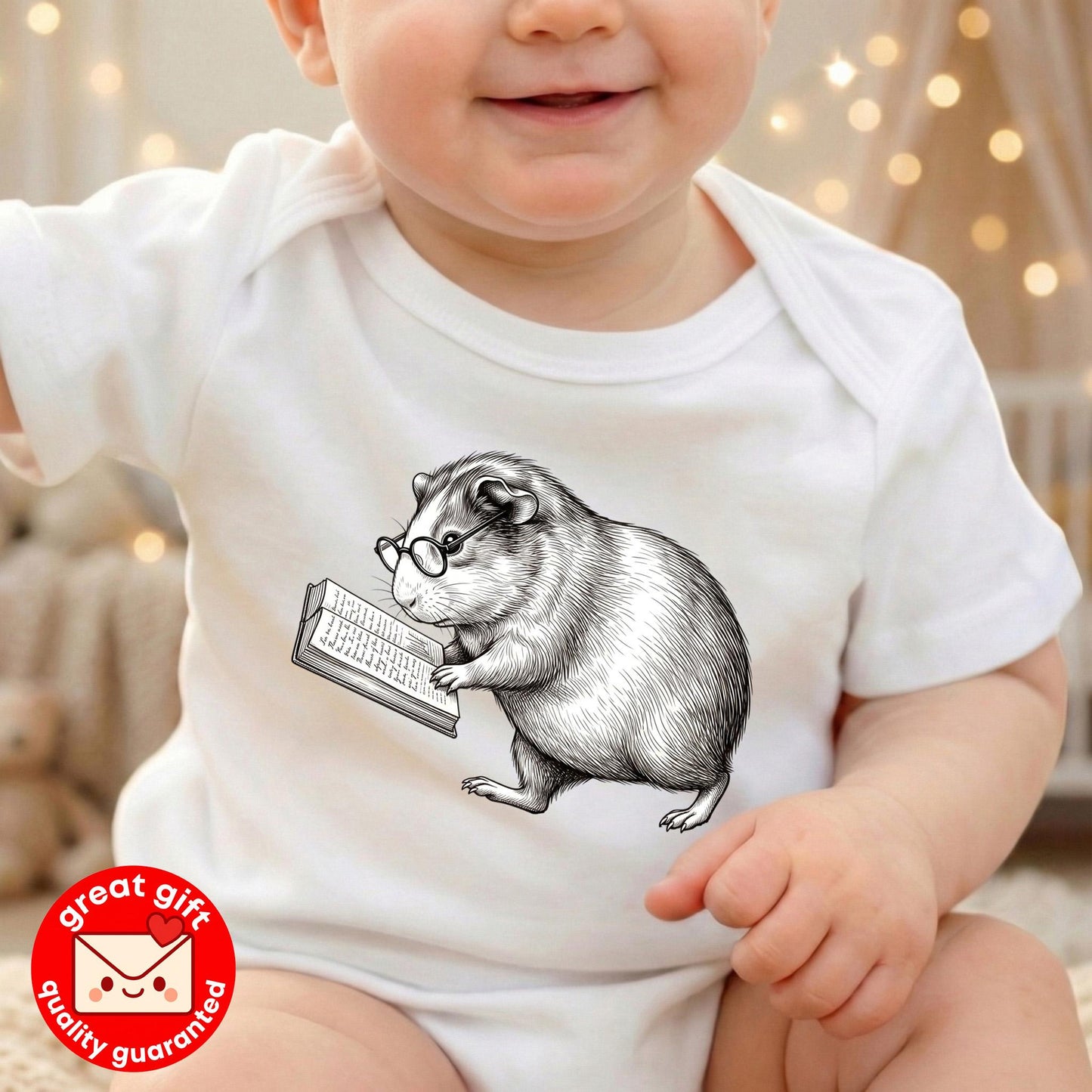 Reading Guinea Pig Shirt, Bookworm Cavy Tee, Nerd Animal with Glasses, Cute Pet Lover Gift, Book Lover Apparel, Kids Graphic Tee