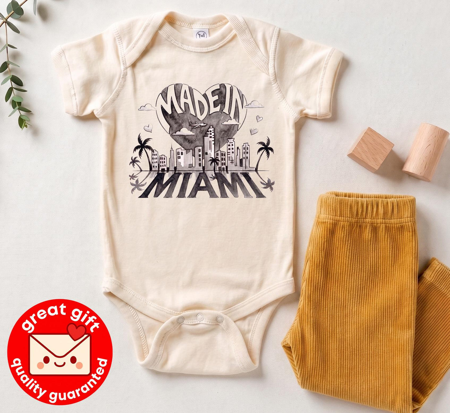 Made In Miami Baby Bodysuit, Florida Newborn Outfit, Miami Skyline Infant Shirt, City Pride Baby Shower Gift, Local Travel 2026 Apparel