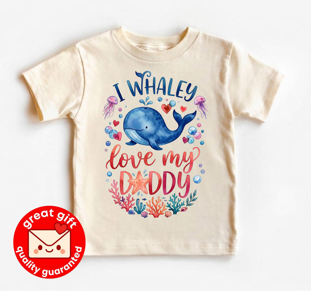 I Whaley Love My Daddy Baby Shirt, Watercolor Ocean Animal Toddler Tee, Fathers Day Gift From Baby, New Dad Gift, Cute Baby Shower Outfit