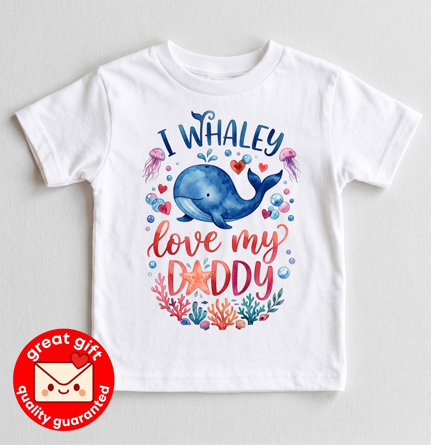 I Whaley Love My Daddy Baby Shirt, Watercolor Ocean Animal Toddler Tee, Fathers Day Gift From Baby, New Dad Gift, Cute Baby Shower Outfit