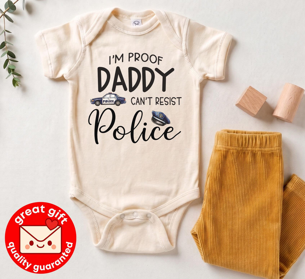 I'm Proof Daddy Can't Resist Police Baby Onesie, Cop Dad Baby Shower Gift, Thin Blue Line Infant Bodysuit, Law Enforcement Newborn Clothes