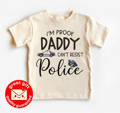 I'm Proof Daddy Can't Resist Police Baby Onesie, Cop Dad Baby Shower Gift, Thin Blue Line Infant Bodysuit, Law Enforcement Newborn Clothes