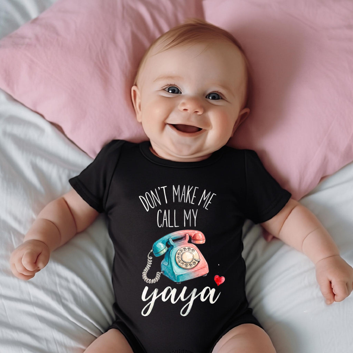 Don't Make Me Call My Yaya Baby Shirt, Funny Yaya Toddler Tee, Grandma Gift from Grandkid, Retro Phone Baby Clothes, Baby Shower Gift