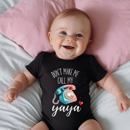 Don't Make Me Call My Yaya Baby Shirt, Funny Yaya Toddler Tee, Grandma Gift from Grandkid, Retro Phone Baby Clothes, Baby Shower Gift